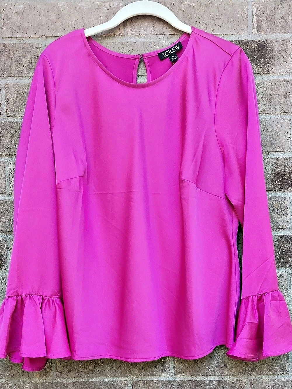 J.Crew Winter Garden Top Ruffle Sleeve Blouse Pink XL